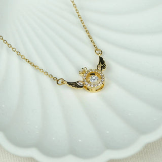 14 AYAR ALTIN KAPLAMA KANATLI YÜZÜK KOLYE - Babil Takı