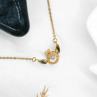 14 AYAR ALTIN KAPLAMA KANATLI YÜZÜK KOLYE - Babil Takı