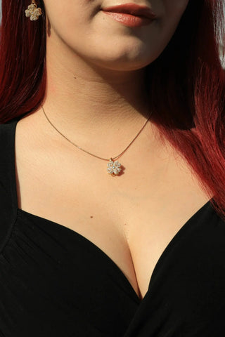 14 AYAR ALTIN KAPLAMA DÖNEN YONCA KOLYE KÜPE YÜZÜK SET - Babil Takı