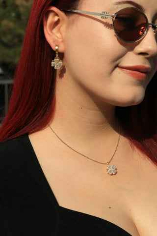 14 AYAR ALTIN KAPLAMA DÖNEN YONCA KOLYE KÜPE YÜZÜK SET - Babil Takı