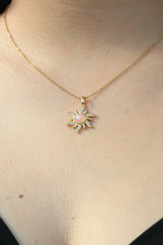 14 AYAR ALTIN KAPLAMA GÜNEŞ KOLYE - Babil Takı