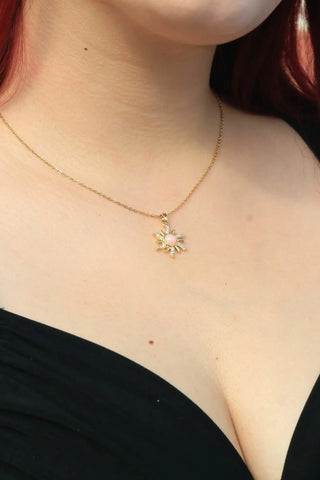 14 AYAR ALTIN KAPLAMA GÜNEŞ KOLYE - Babil Takı