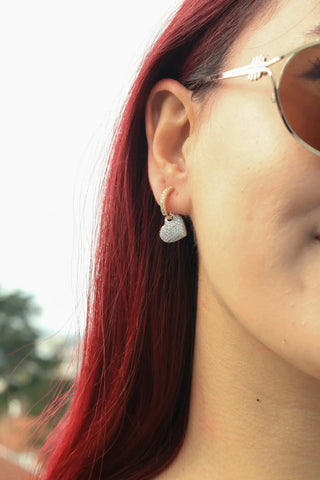 14 AYAR ALTIN KAPLAMA IŞILTILI KALP KÜPE - Babil Takı