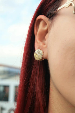 14 AYAR ALTIN KAPLAMA İSTİRİDYE KÜPE - Babil Takı