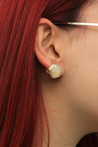 14 AYAR ALTIN KAPLAMA İSTİRİDYE KÜPE - Babil Takı