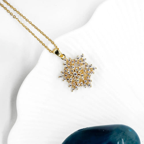 14 AYAR ALTIN KAPLAMA KAR TANESİ KOLYE - Babil Takı