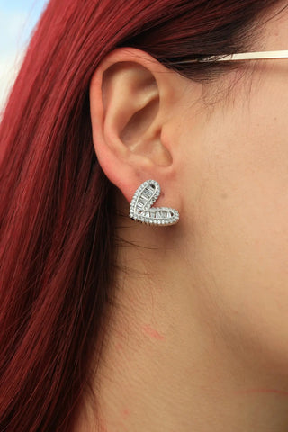 14 AYAR ALTIN KAPLAMA ZİRKON TAŞLI KALP KÜPE - Babil Takı