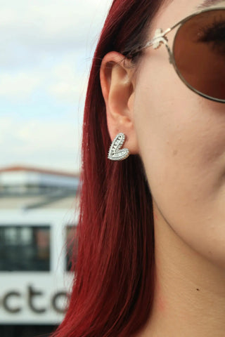 14 AYAR ALTIN KAPLAMA ZİRKON TAŞLI KALP KÜPE - Babil Takı