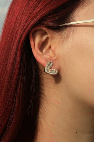 14 AYAR ALTIN KAPLAMA ZİRKON TAŞLI KALP KÜPE - Babil Takı