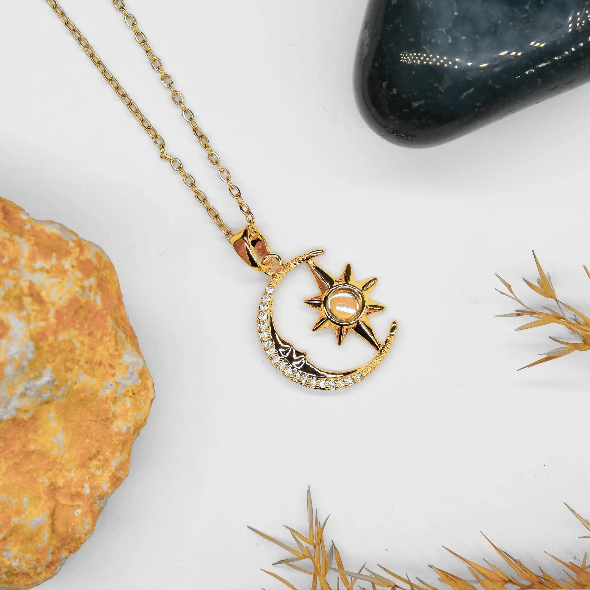 14 AYAR ALTIN KAPLAMA ZİRKON TAŞLI VEGA KOLYE - Babil Takı