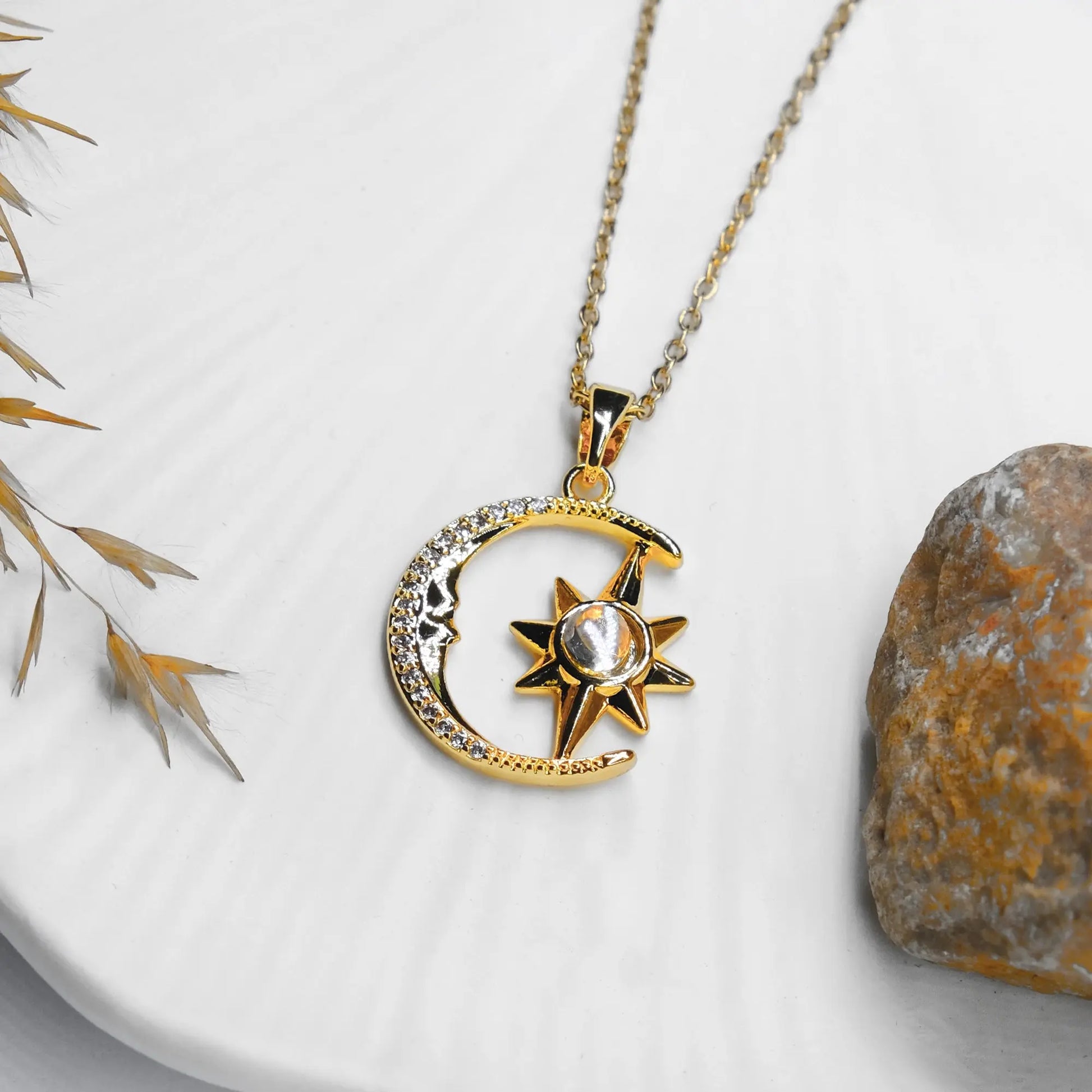 14 AYAR ALTIN KAPLAMA ZİRKON TAŞLI VEGA KOLYE - Babil Takı