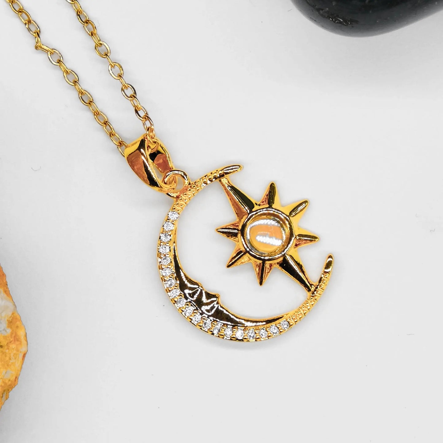 14 AYAR ALTIN KAPLAMA ZİRKON TAŞLI VEGA KOLYE - Babil Takı