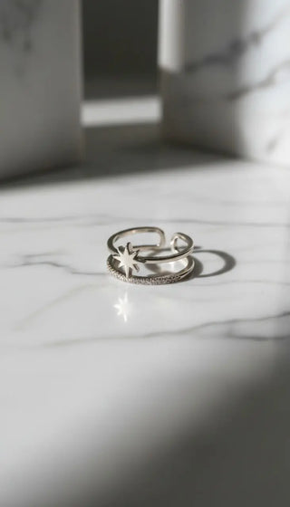 14 AYAR ALTIN KAPLAMA KUTUP YILDIZI YÜZÜK - Babil Takı